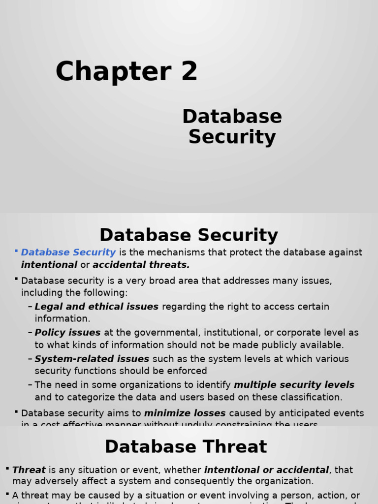 Chapter 2 - DB Security | PDF | Databases | Classified Information