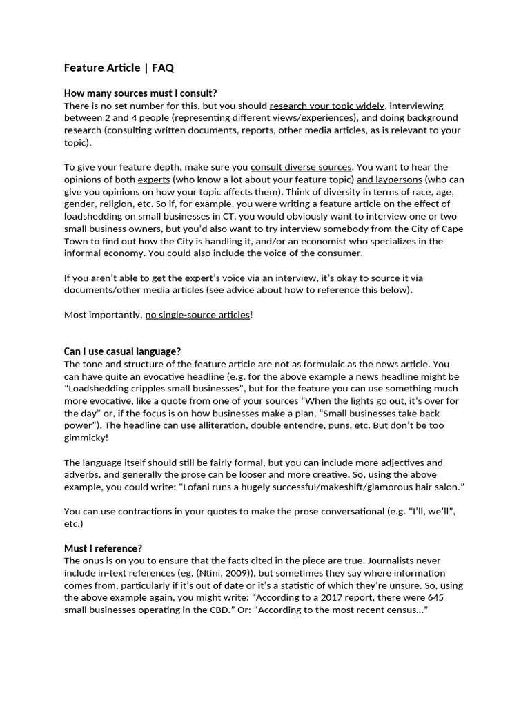 Feature Article - FAQ | PDF