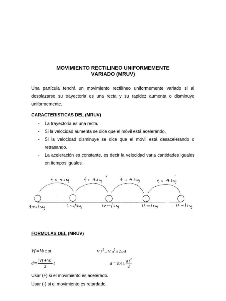Movimiento Rectilineo Uniformemente | PDF