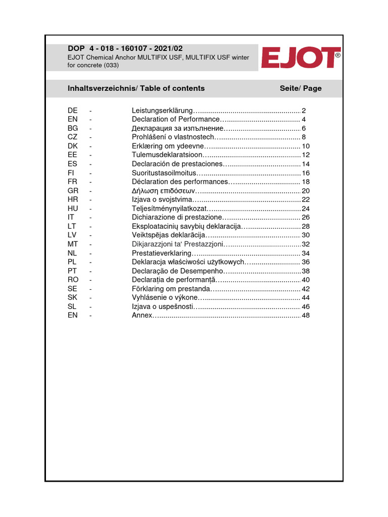 EJOT Dop Eta 16 0107 Multifix Usf Multifix Usf Winter For Concrete | PDF