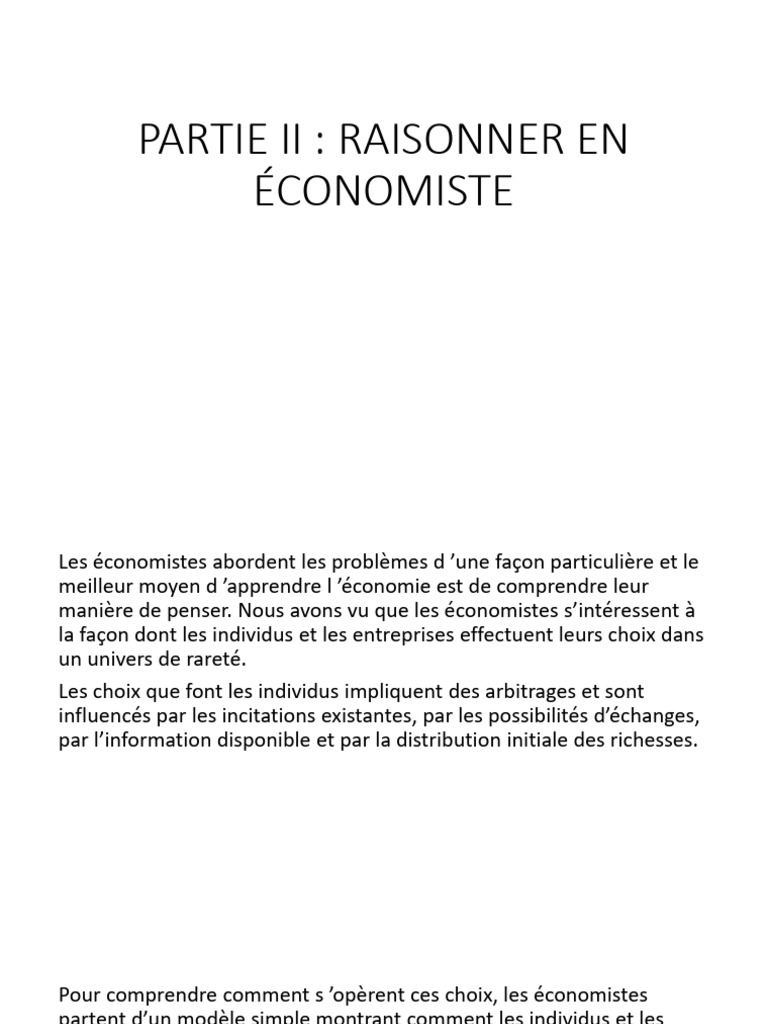 Partie II Raisonner en Économiste | PDF