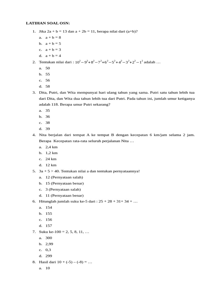 Latihan Soal Osn Sd Pdf