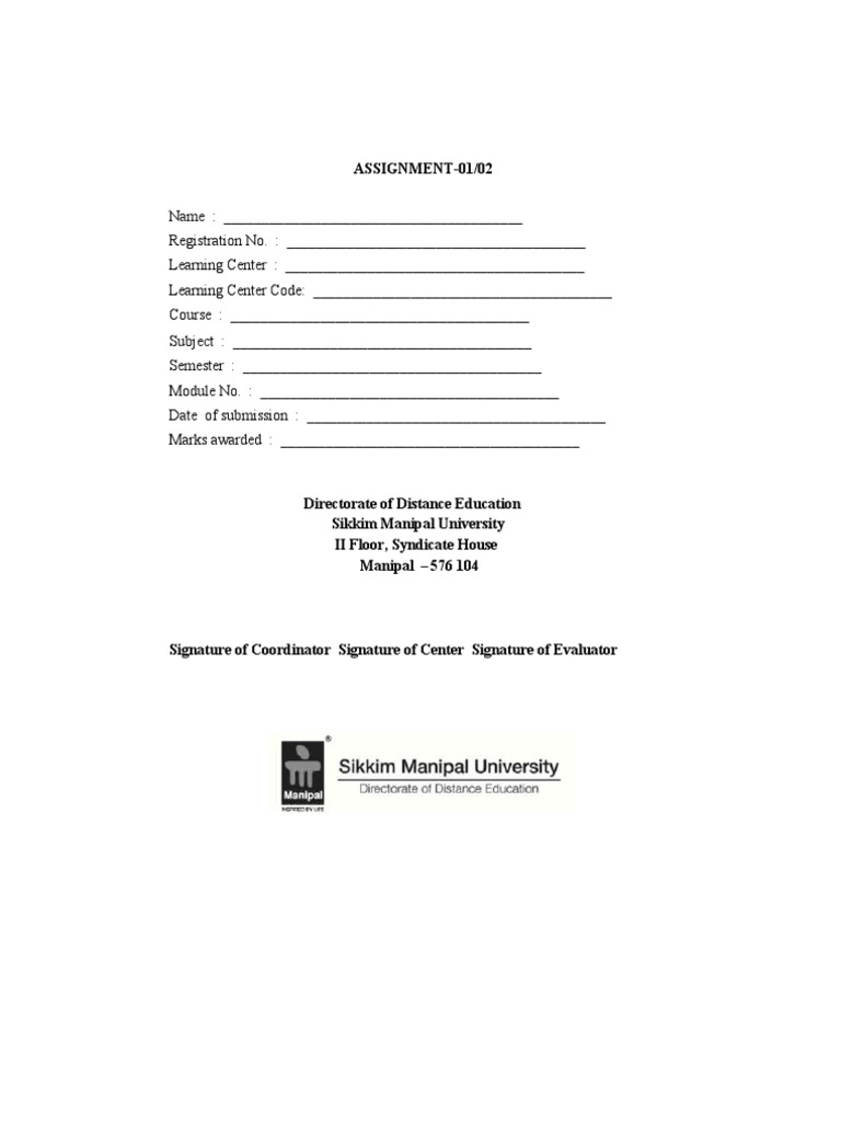 Smu assignment cover page image