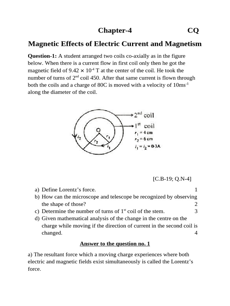 Magnetic Effects of Electric Current and Magnetism | PDF