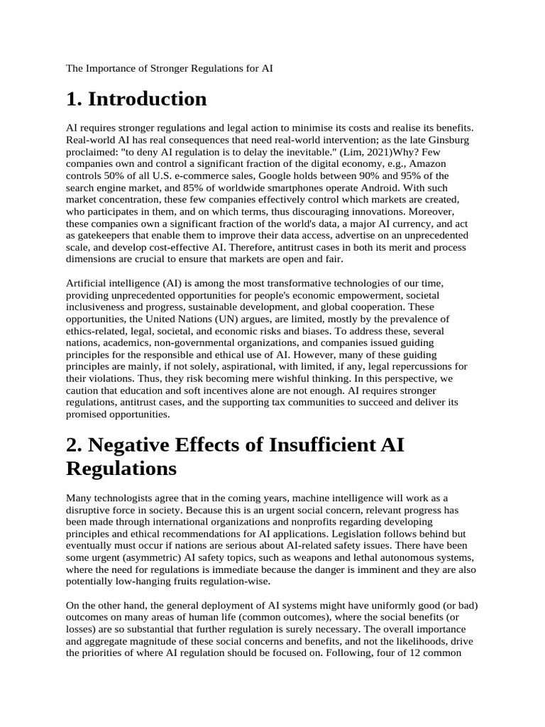 The Importance of Stronger Regulations For AI | PDF