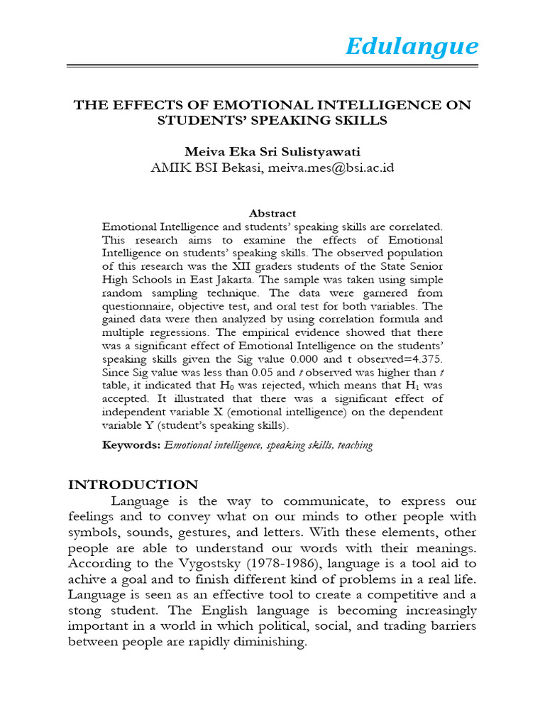 The Effects of Emotional Intelligence On Students | PDF | Intelligence ...