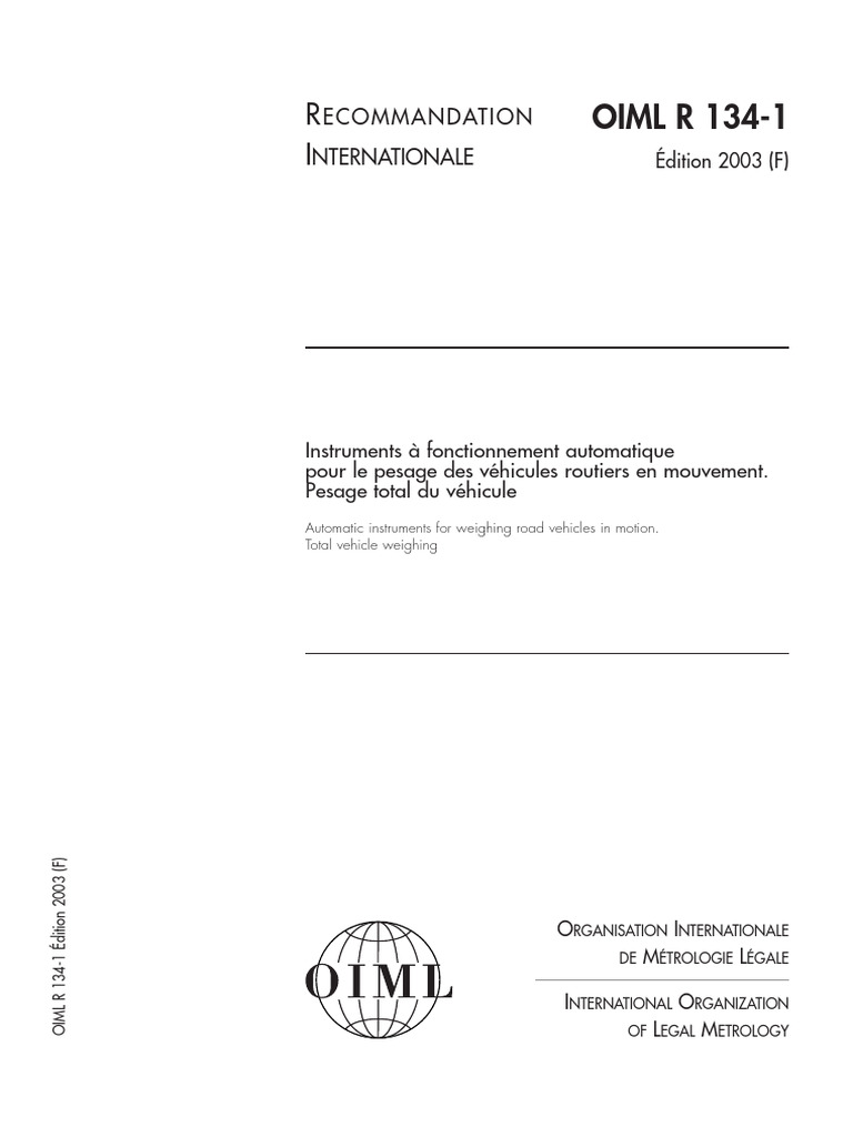 OIML R 134-1: Ecommandation Nternationale | PDF