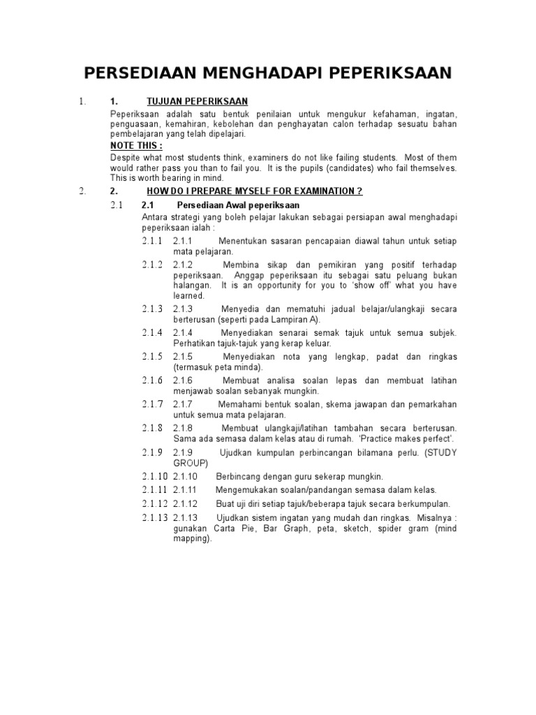 Persediaan Menghadapi Peperiksaan Upsr