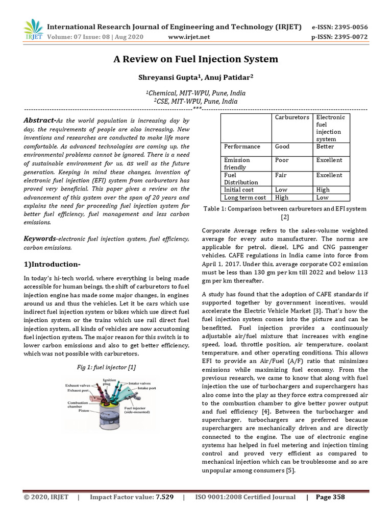 A Review On Fuel Injection System | PDF