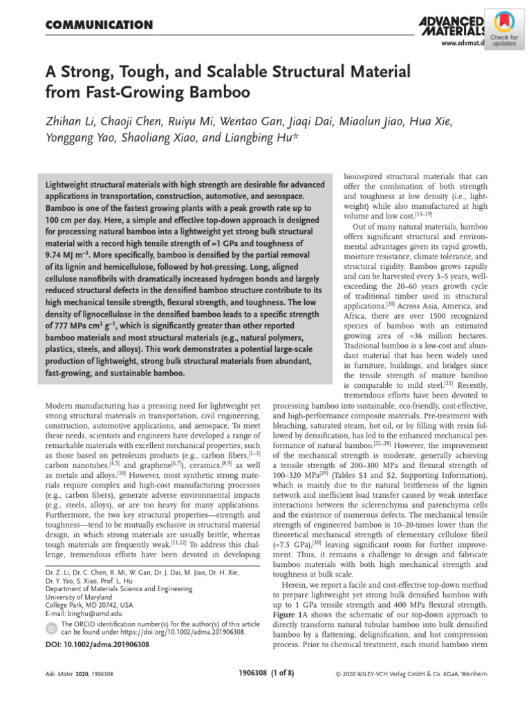 Chen - A Strong, Tough, and Scalable Structural Material - 2020 | PDF