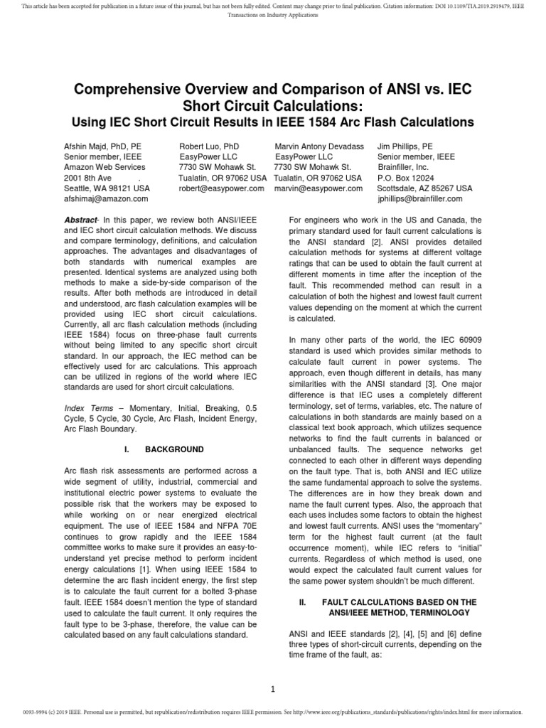 ANSI vs IEC Short Circuit Methods | PDF | Electrical Impedance | Computers