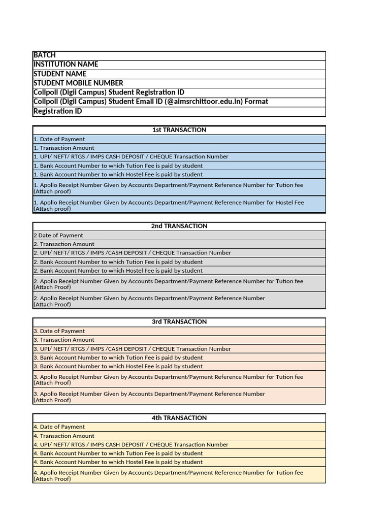 Aimsr - Fee Data Capture Form v.2 | PDF