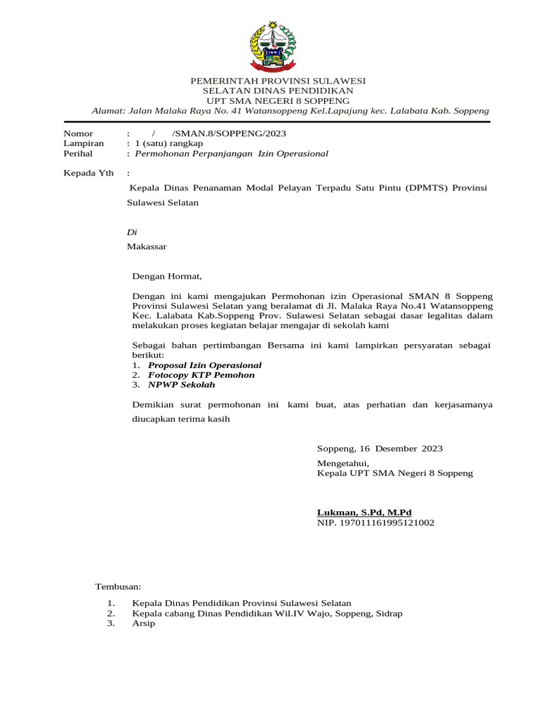 Izin Operasional Sekolah Pdf