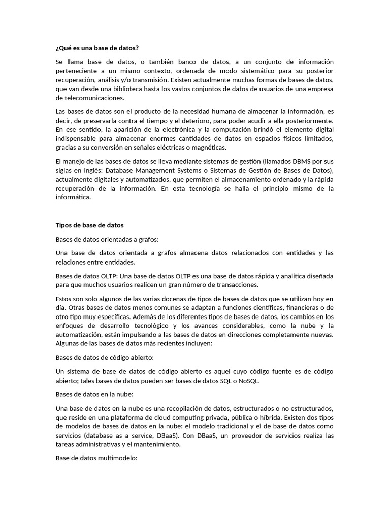 1 Base de Datos | PDF | Bases de datos | Informática