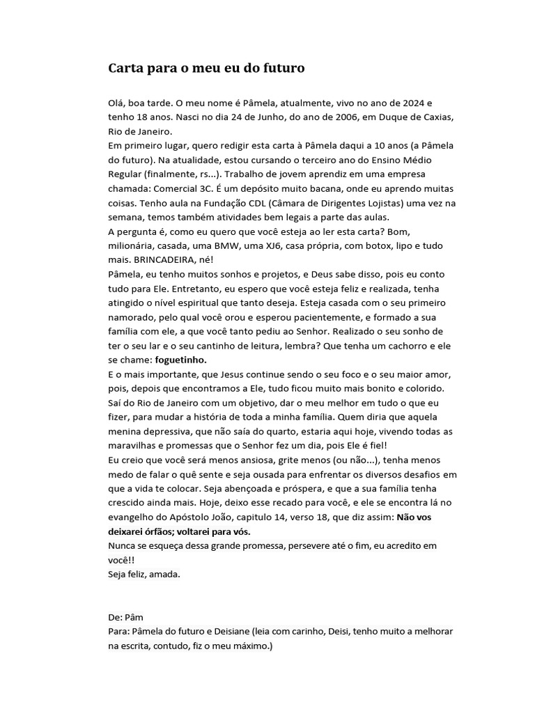 Carta para o Meu Eu Do Futuro | PDF