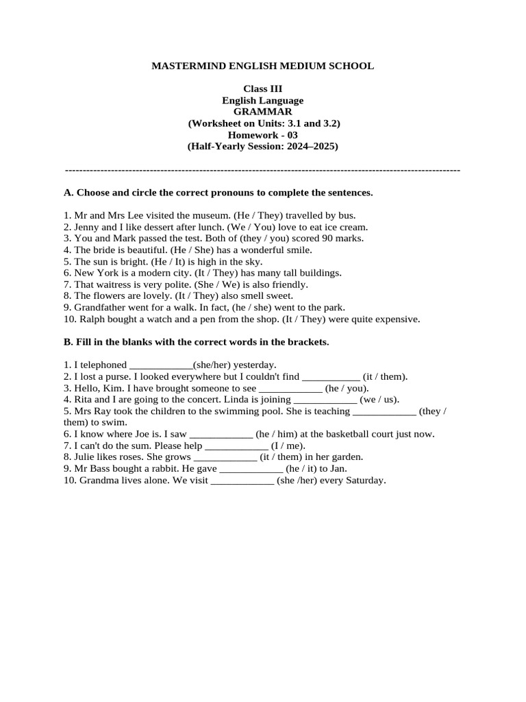 Homework - 03 On U-3.1, 3.2 - CLASS III | PDF