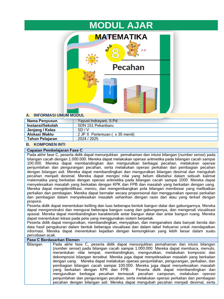 MA Bab 8. Pecahan | PDF