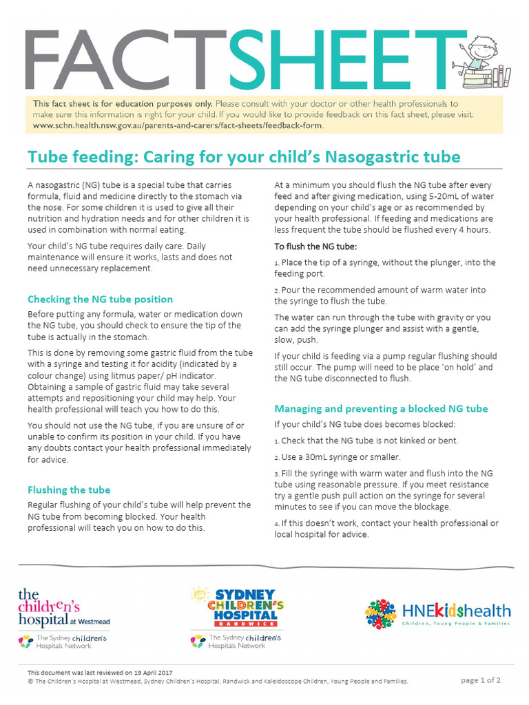 Nasogastric Tube Care for Children | PDF | Clinical Medicine | Medical ...