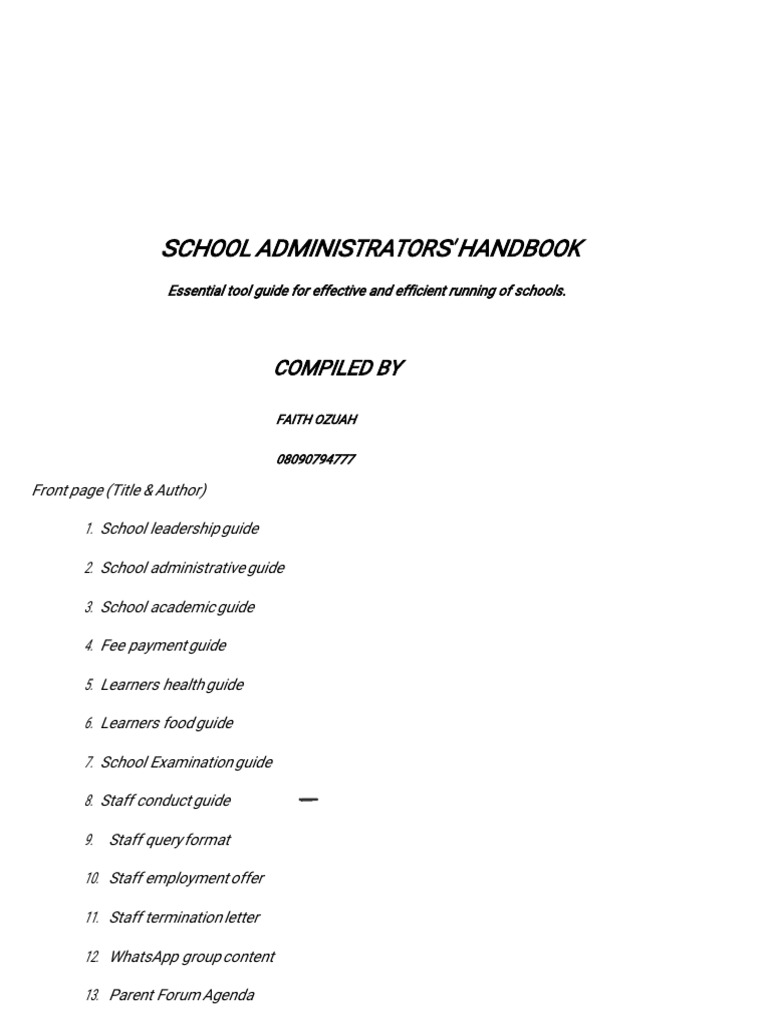 School Administrators Guidelines Pdf