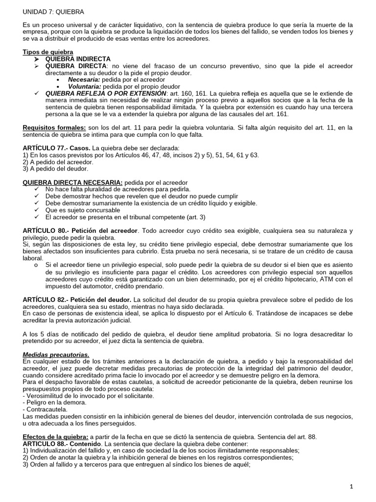 Tipos y Efectos de la Quiebra Empresarial | PDF | Bancarrota ...