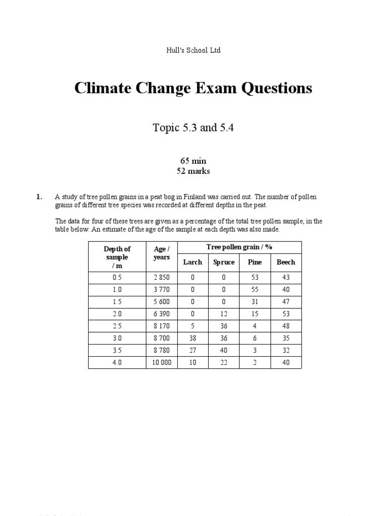 Climate Change Exam Questions and Analysis | PDF | Greenhouse Gas ...