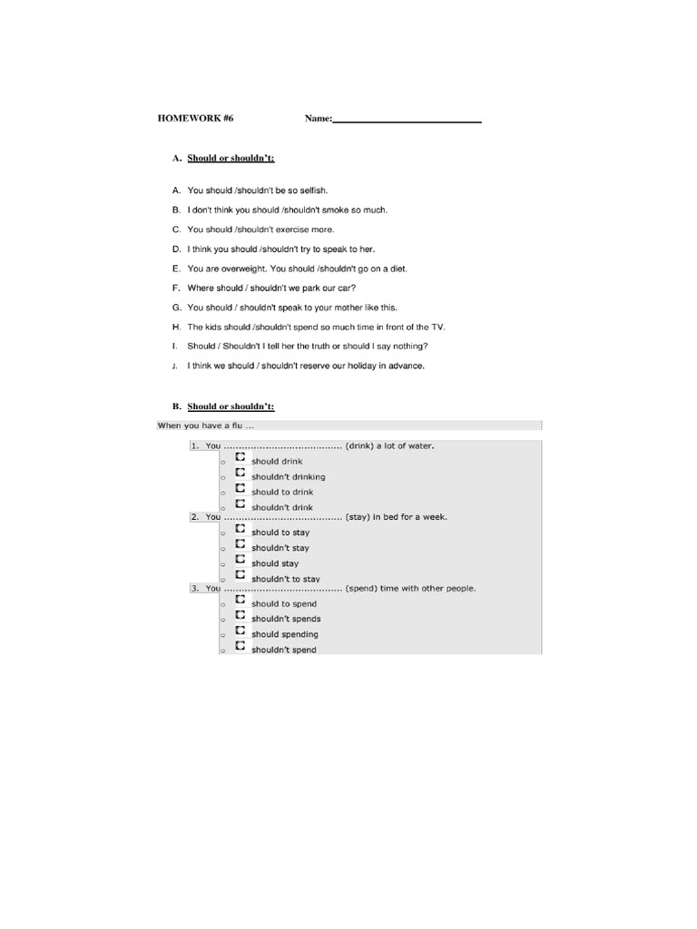 Modal Verb Should Exercise Pdf
