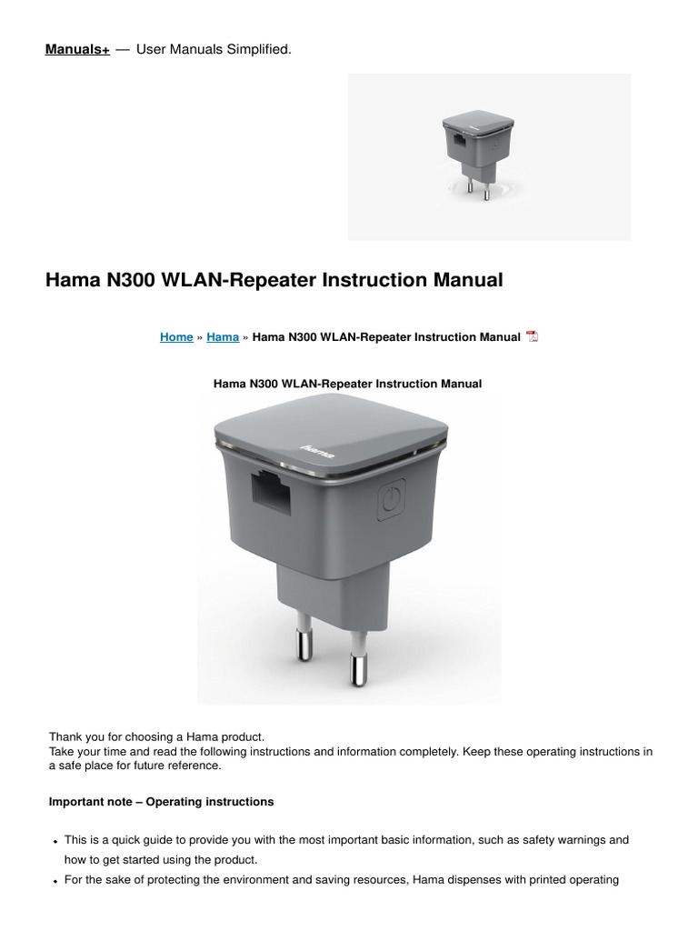 n300 Wlan Repeater Manual | PDF