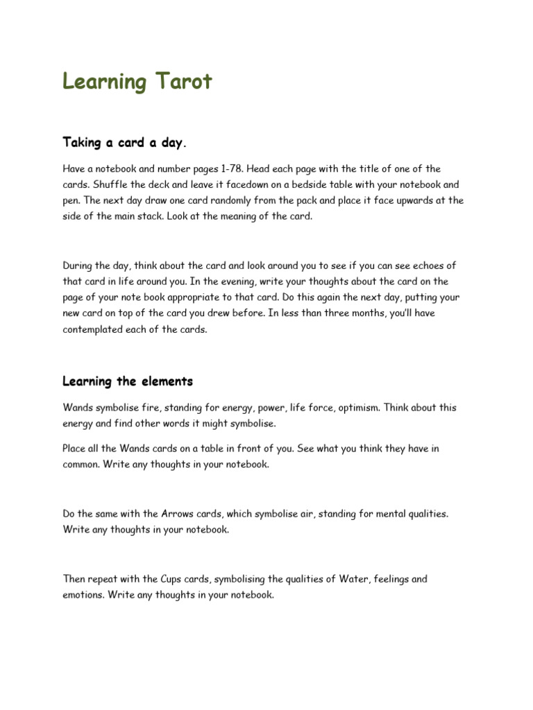 Daily Tarot Learning Guide | PDF