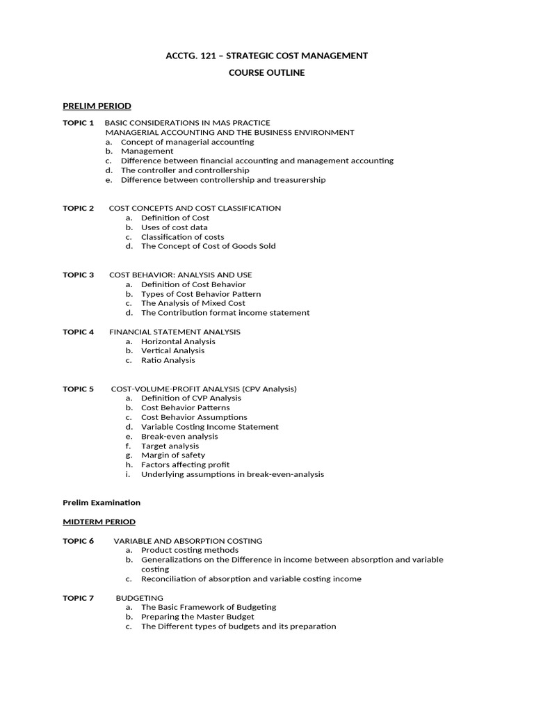 Course Outline Act 121 | PDF