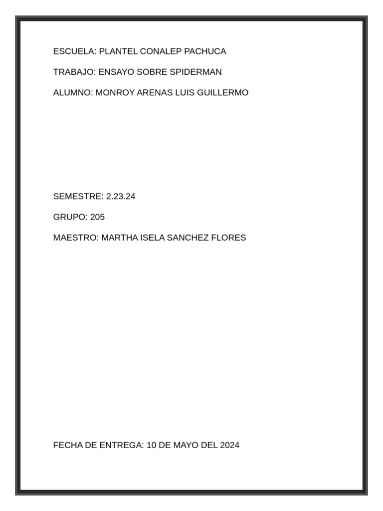 Ensayo spiderman pdf