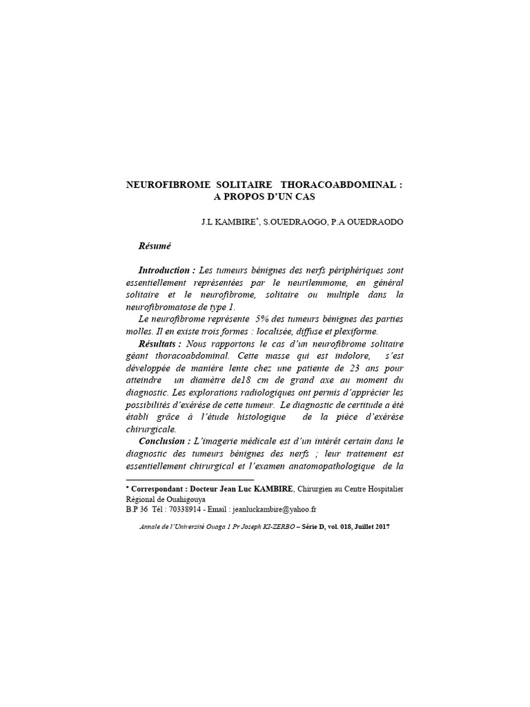P5 Neurofibrome-Solitaire-Thoracoabdominal-À-Propos-D-Un Cas | PDF