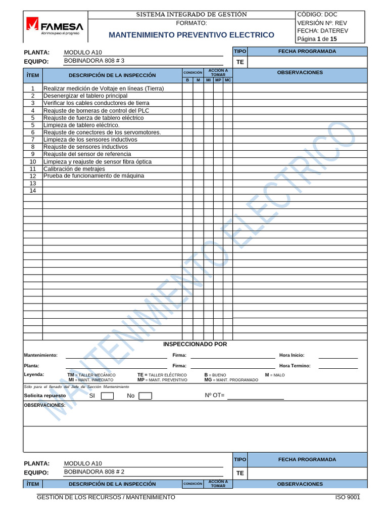 Inspección de Actividades MODULO A10 | PDF