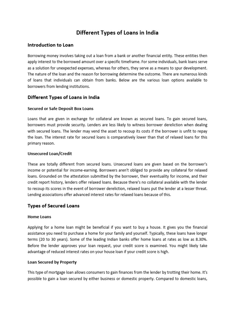 different-types-of-loans-in-india-pdf
