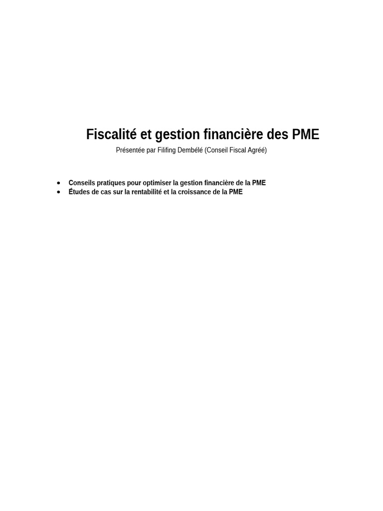 Partie 1 - Fiscalité Et Gestion Financière Des PME | PDF