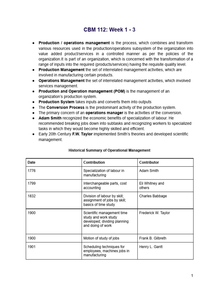 CBM Week 1-3 | PDF