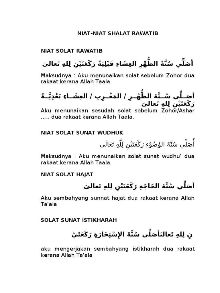 Niat Solat Hajat Pdf