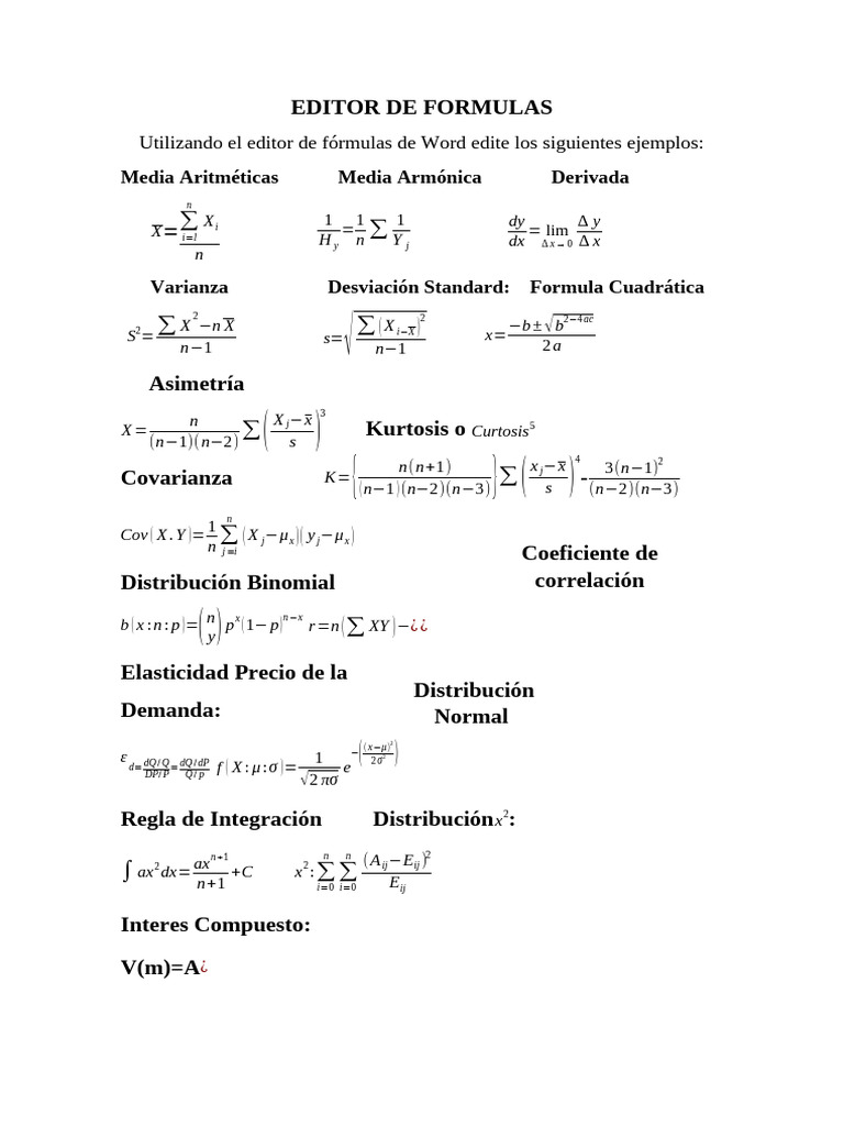 Editor De Formulas Matematicas En