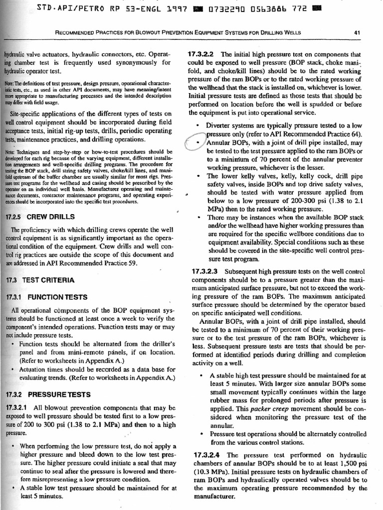 STD. API Test Pressure Annular BOP | PDF