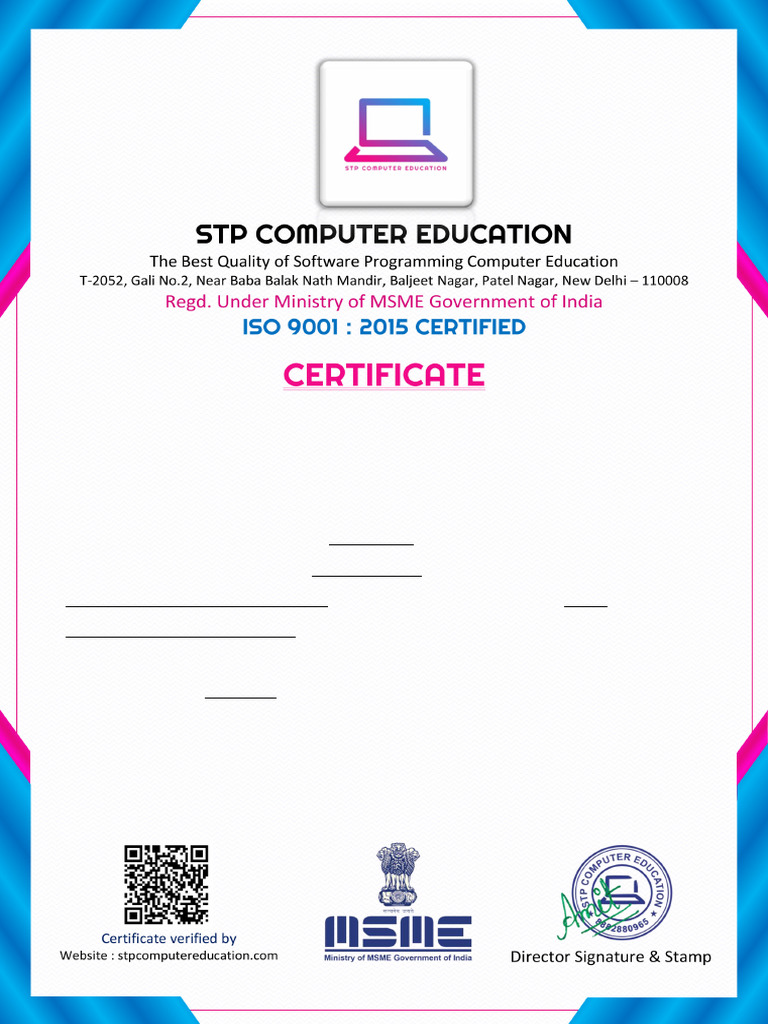 Basic Computer Course Completion Certificate | PDF