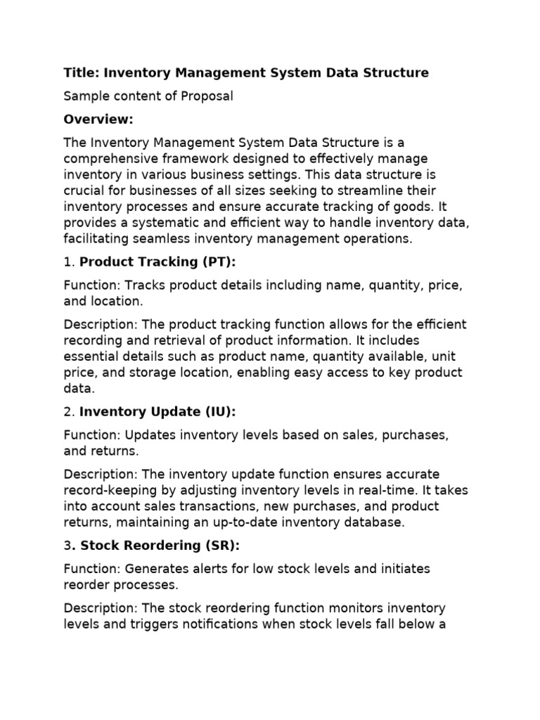 Inventory Management System Data Structure | PDF