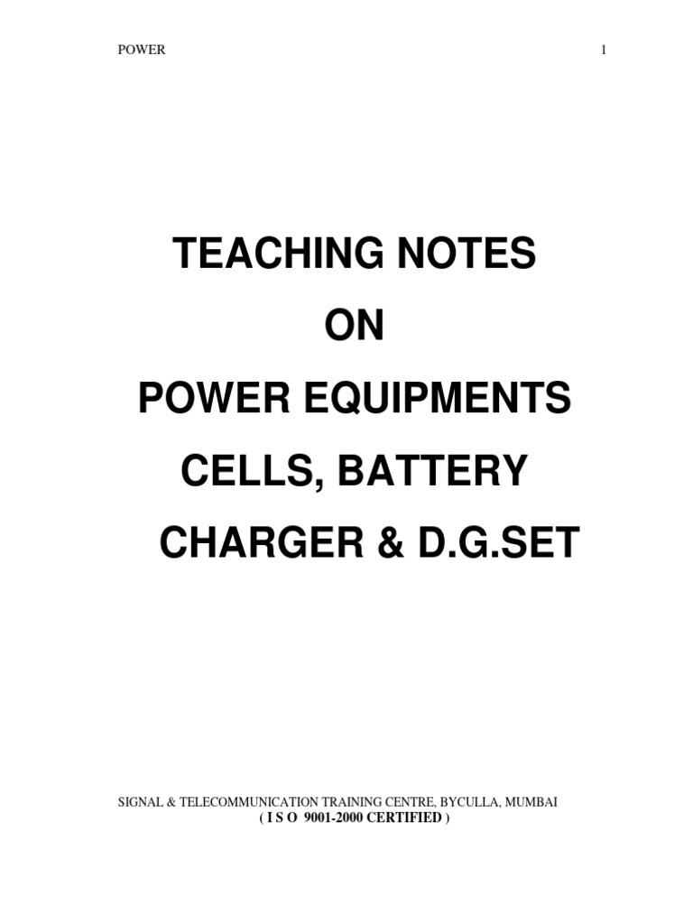 Battery Charger and DG Set Overview | PDF | Battery Charger | Power ...