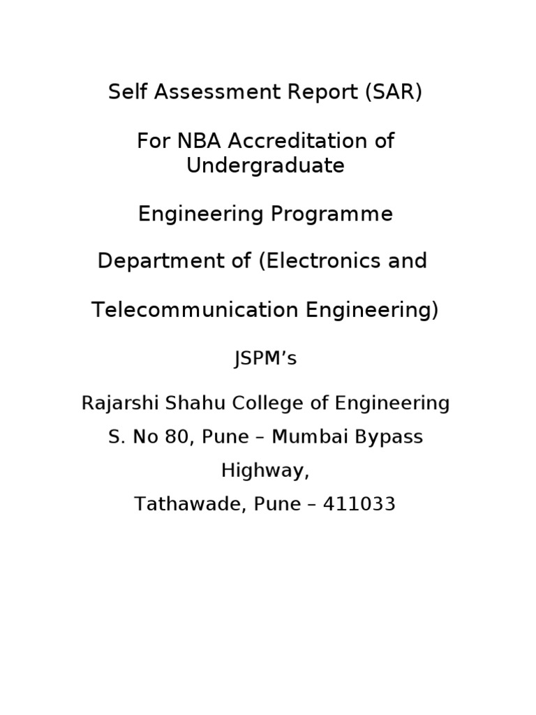 NBA Accreditation SAR for Engineering | PDF | Academic Term | Emergency ...