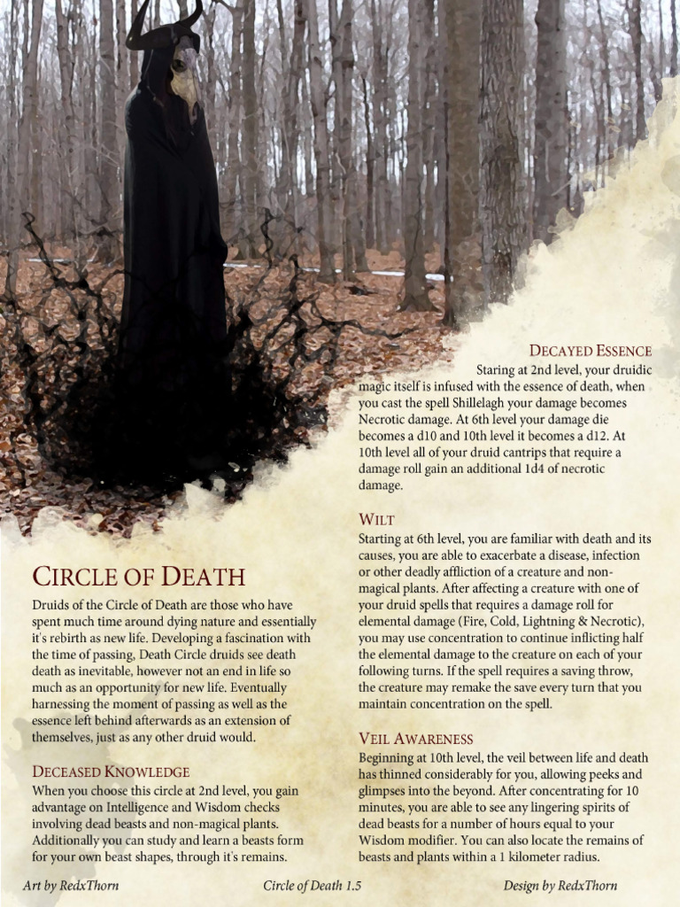 D&amp;D 5E - Homebrew - Druid Circle of Death 'V1.5 | PDF