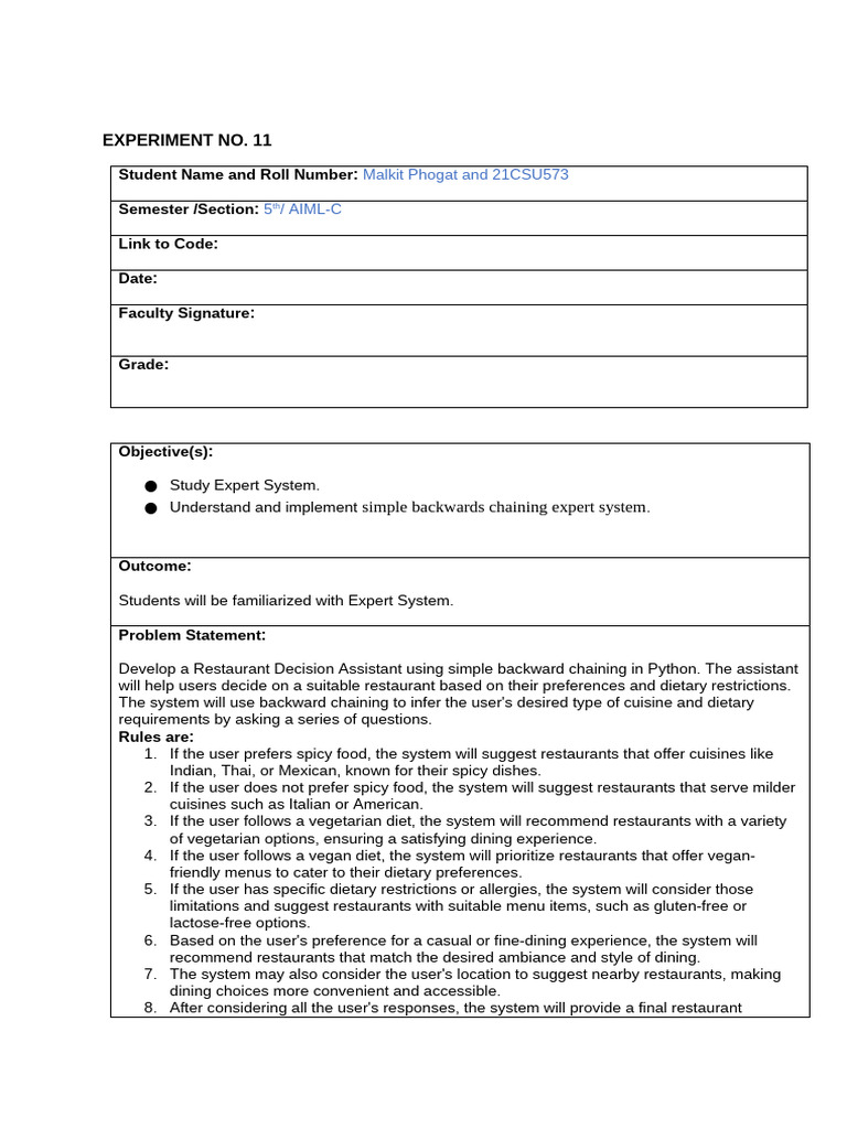 Experiment No 11 | PDF