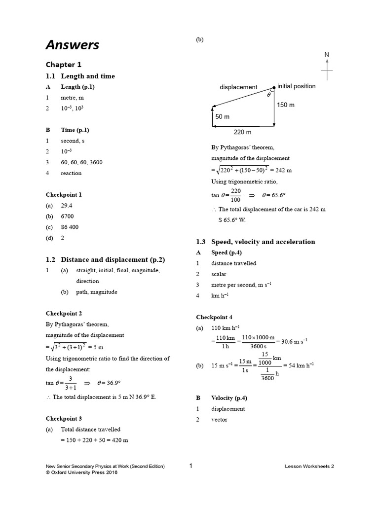 Lesson WS Answers Ch1 - 2.2 | PDF