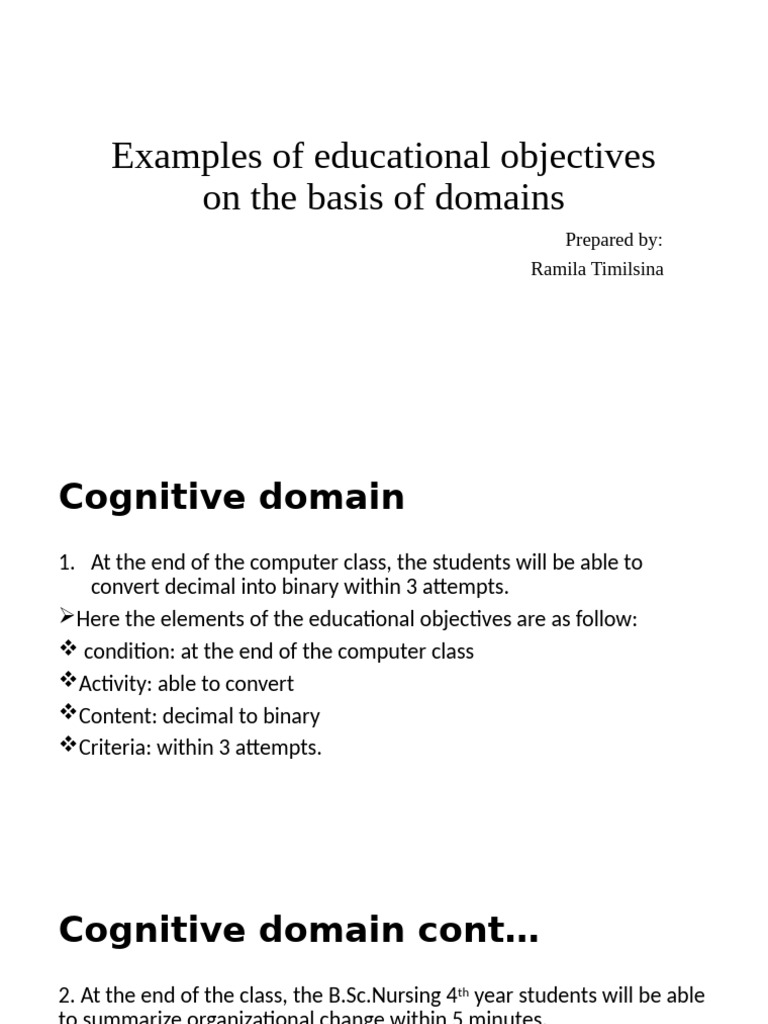 Examples of Educational Objectives On The Basis of PDF