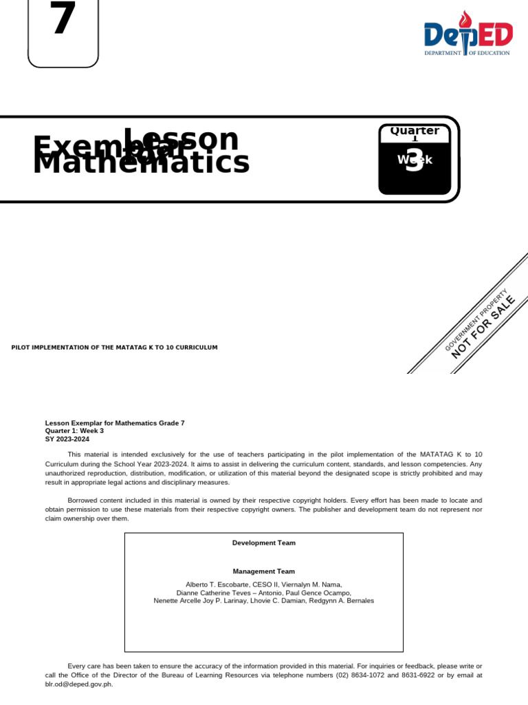 LE - Mathematics 7 - Q1 - Week3 - Formattedfinal | PDF