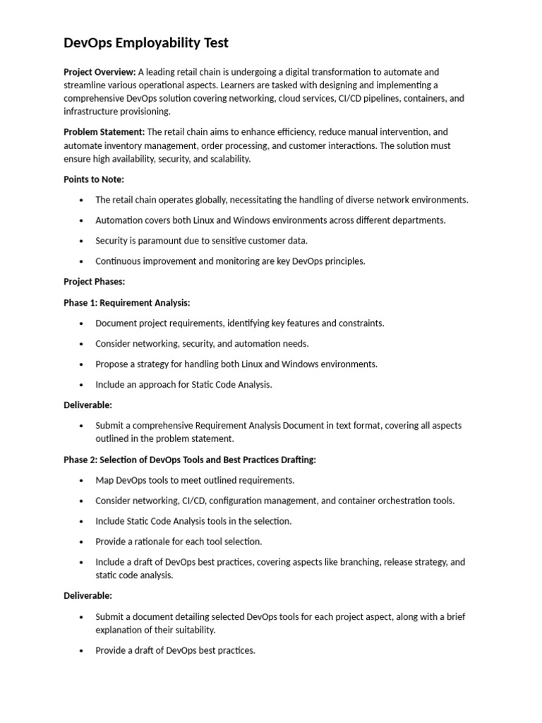 DevOps Employability Test - v3 | PDF