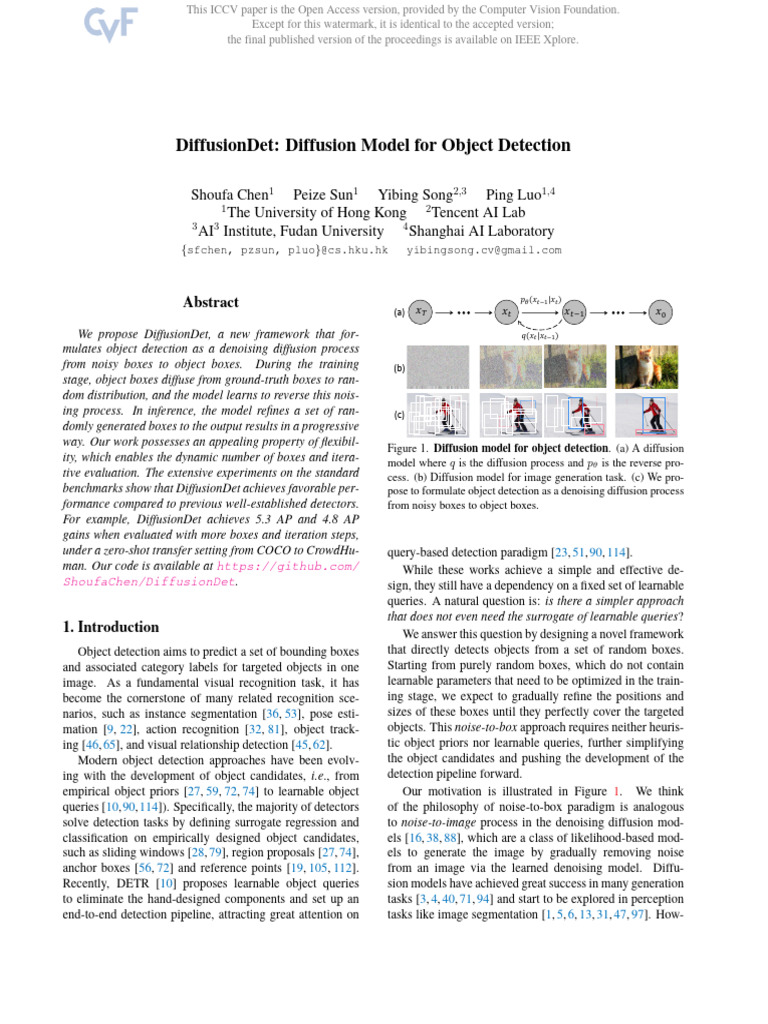 Chen DiffusionDet Diffusion Model For Object Detection ICCV 2023 Paper ...