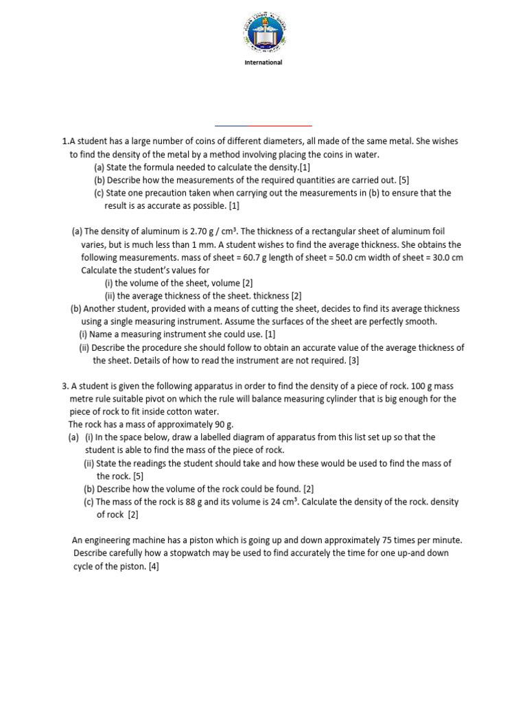 1.measurement Worksheet | PDF